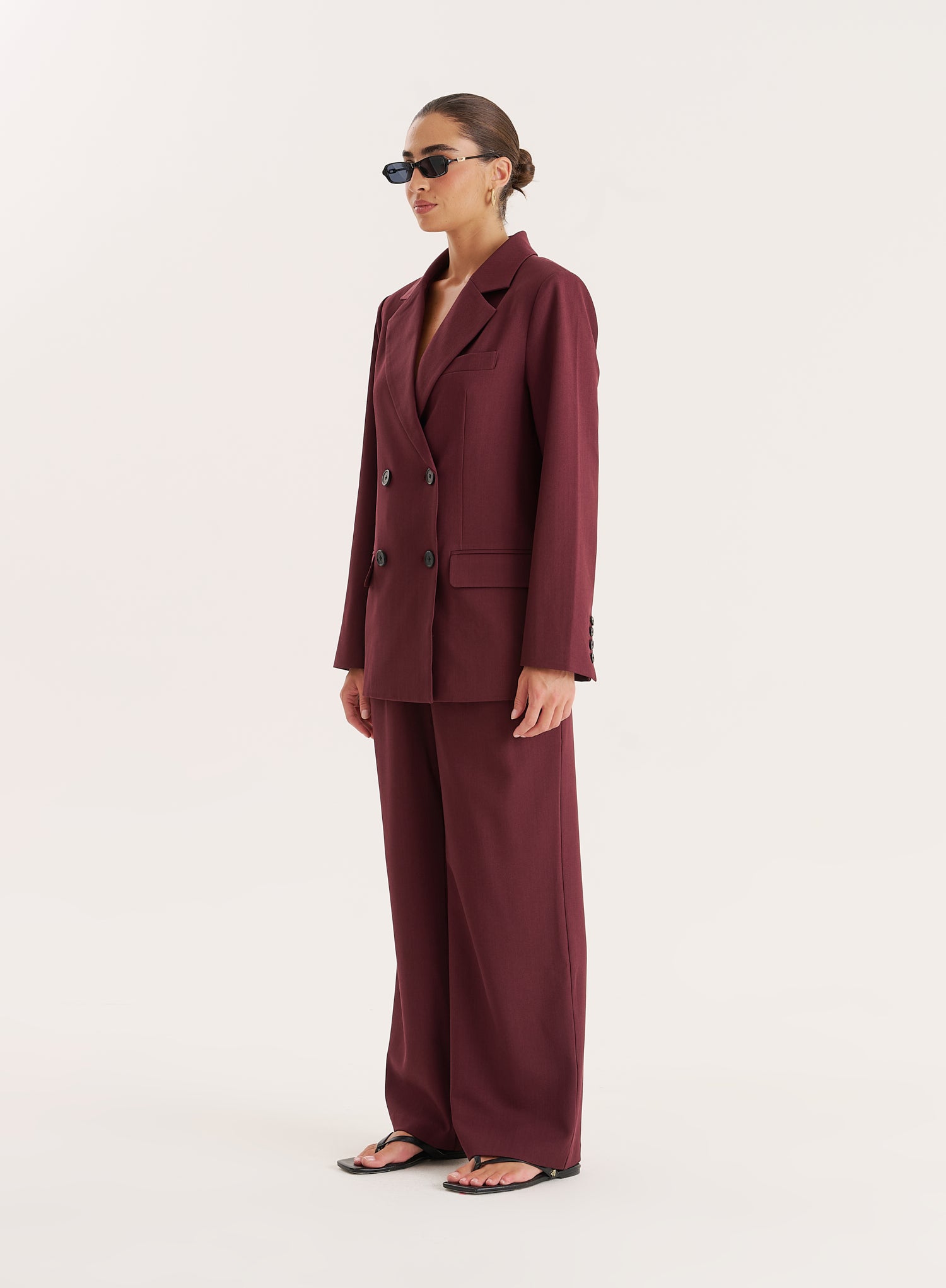 Burgundy Tailored Oversized Blazer